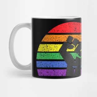 LGBTQ Pride Flag Fist BLM Black Lives Matter  Retro Mug